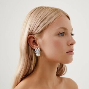ST CLAIR - DIAMOND & PEARL DROP WEDDING EARRINGS - SILVER